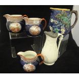 A collection of decorative china wares to include a 19th Century Wedgwood majolica jug relief