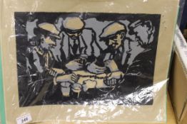 AFTER NORMAN CORNISH (1919-2014) "Miner's playing dominoes", silkscreen print,