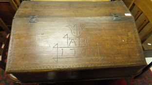 A mid 18th Century oak Bible box,