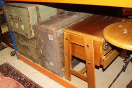 A collection of assorted trunks, boxes, furniture, etc, to include a mid 20th Century sewing box,