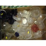 A box of miscellaneous cut glass and other glassware to include 19th Century cut glass salts, vases,