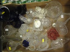 A box of miscellaneous cut glass and other glassware to include 19th Century cut glass salts, vases,