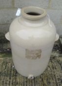 A large stoneware cider flagon with two carrying handles and tap hole to base at front inscrbed "20