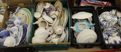 Four boxes of assorted decorative china to include Spode "Italian", Susie Cooper,