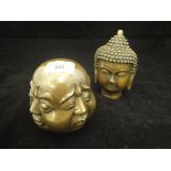 A bronzed Thai buddha head,