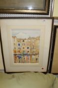 PHILIP NAVIASKY (1894-1983) "Venetian backwater", pencil watercolour,