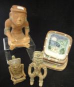 Two Mexican pottery seated figures,