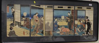 AFTER OTAGAWA TOYOKUNI III (KUNISADA I) "Veranda scene with figures in four parts",