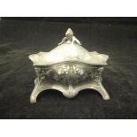 A circa 1900 WMF electro-plated Jugendstil trinket box of bombé form with impressed marks and