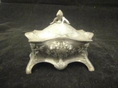 A circa 1900 WMF electro-plated Jugendstil trinket box of bombé form with impressed marks and