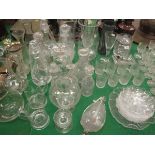 A collection of 19th Century and later cut glass decanters, various jugs, carafes, vases, etc,
