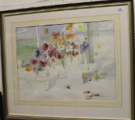 ELISABETH JANE LLOYD "Flowers in a jug", watercolour, signed lower right,