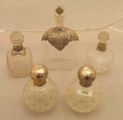 A pair of hobnail cut silver mounted grenade scent bottles (Birmingham, 1906),