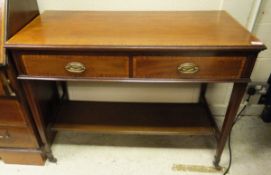 A Victorian mahogany and satinwood cross banded hall table,