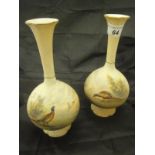 A pair of Royal China Works Worcester blushware stem vases of baluster form,