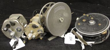 WITHDRAWN - An Allcocks "Easy Cast" four inch centre pin reel and a Mercury three and three quarter