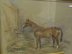 WILLIAM WASDELL TRICKETT "Lincoln's luck", study of horse in stable, pastel,