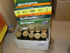 A box of Remington Wingmaster 10-gauge live cartridges,