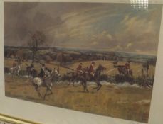 AFTER JOHN KING "The Pytchley 1969", a hunting scene colour print,