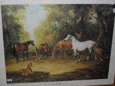 AFTER RAOUL MILLAIS "Mares and foals", limited edition colour print No'd.