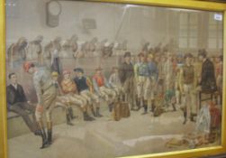 AFTER ISAAC CULLIN "The Saddling Room at Epsom" colour print together with one further