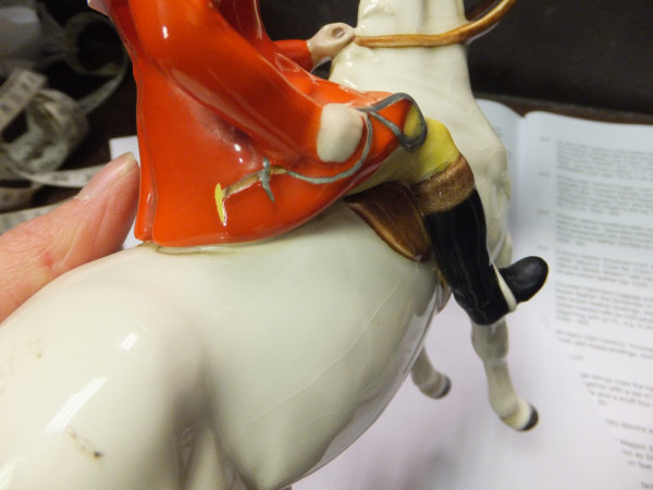 A Beswick figure of huntsman upon white horse CONDITION REPORTS Bradly crazed all - Image 6 of 8