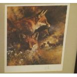 AFTER MICK CAWSTON "Study of fox", limited edition colour print No'd.