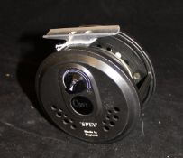 An Orvis "Spey" four inch diameter salmon fly reel with casting line