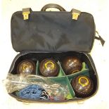 A grey holdall and contents of bowls and various accessories