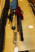 A Normark 7' #5/4 two-piece trout fly rod, a Daiwa "Whisker Fly" #7/9 trout fly rod,