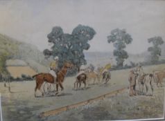 ENGLISH SCHOOL "West Somerset Polo Club study of Polo Players in a Scene" watercolour indistinctly