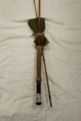 A Falcon "Kestrel" 9' two-piece split cane trout fly rod