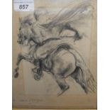 RAOUL MILLAIS (1901-1999) "Warrior on Horseback" charcoal study,