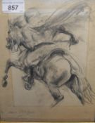 RAOUL MILLAIS (1901-1999) "Warrior on Horseback" charcoal study,