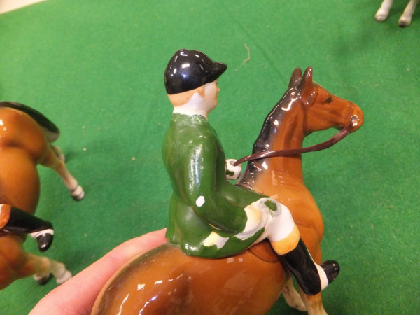 A Beswick figure of girl up on pony and various other figures on ponies and porcelain hunting - Image 11 of 19