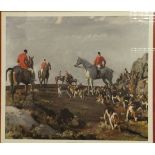 AFTER SIR ALFRED MUNNINGS "Hunting on Zennor Hill, Cornwall", colour print,