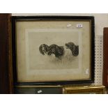 AFTER MAUD EARL "A Head Study of Three Spaniels", monochrome print,