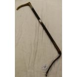 A Swaine & Adeney riding crop with silver mounts, one inscribed "HPC 1908",