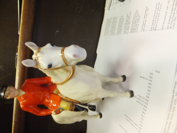 A Beswick figure of huntsman upon white horse CONDITION REPORTS Bradly crazed all - Image 2 of 8