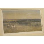 AFTER LIONEL EDWARDS "Huntsman and Hounds in an Extensive Landscape" colour print signed in pencil