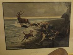 AFTER LIONEL EDWARDS "The Stag" chromolithograph together with another hunting scene print in
