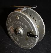 A JW Young "Seldex" three and three quarter inch centre pin reel