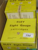 Three boxes of Eley 8-gauge 2oz load live cartridges for 3 1/4" chambers (shot size 1,
