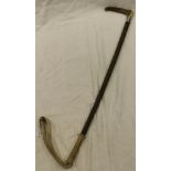 A riding crop with antler handle and silver ferrule stamped "G & J Zair Makers and Decorators" with