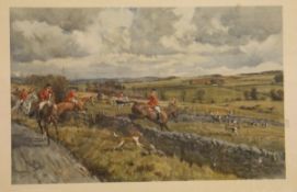 AFTER FRANK ALGERNON STEWART "Hunting Scenes with Huntsman and Hounds in Landscapes",