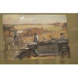 AFTER LIONEL EDWARDS "The Duke of Beaufort seated in motor car" colour print