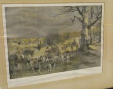 AFTER LIONEL EDWARDS "VWH 1927" hunting scene colour print signed in pencil bottom left