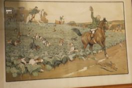 AFTER CECIL ALDIN "Hare Hunting" chromolithograph signed in pencil bottom left CONDITION