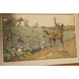 AFTER CECIL ALDIN "Hare Hunting" chromolithograph signed in pencil bottom left CONDITION