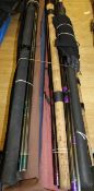 A collection of eight course / match fishing rods to include examples by Shimano, Shakespeare,